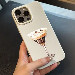 Coffee Martini Cup Illustration Phone Case, Fashionable High-Quality Protective Tpu Protection, Anti-Drop Scratch-Resistant, Compatible with Iphone16promax, Accessories