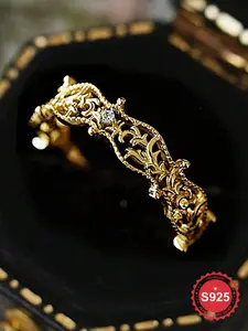 S925 Sterling Silver Hollow Branches & Leaves Design Unique Rings, Valentine's Gifts for Her, Elegant Zircon Decor Ring for Women, Trendy All-match & Exquisite Jewelry for Birthday Gift