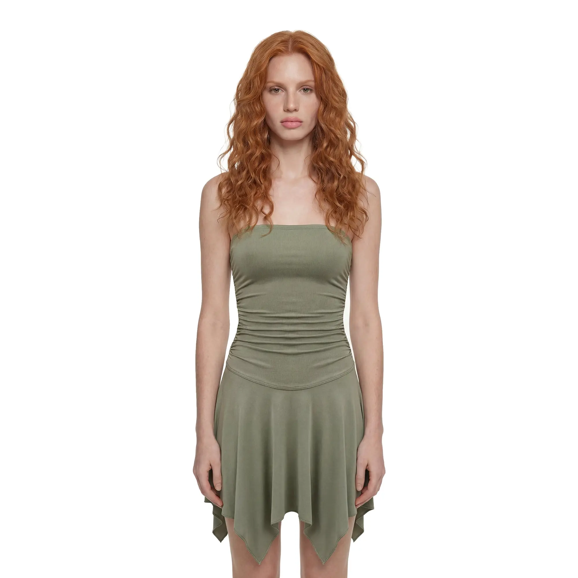 sage green fairy dress Sophisticated Rose Slit Fitted Gown GLGL3831 main image 0