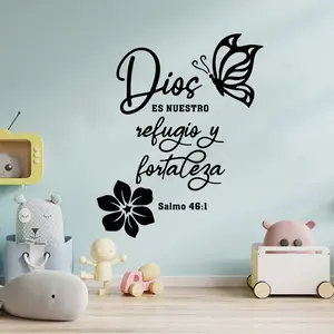 Spanish Bible Verse Wall Sticker, Decoration Sticker, Jesus Christ God Is Our Refuge and Strength, Psalm 46:1, Bedroom Living Room Home Decor, Wall Art Stickers