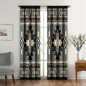 2pcs Aztec Curtains, Boho Southwestern Geometric Window Treatments for Living Room,Farmhouse American Pattern Drapes Decor