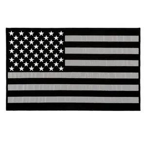 Reflective American USA Flag Black Grey USA Flag Jacket Vest Back Patch (13.0 X 8.0 inch)
