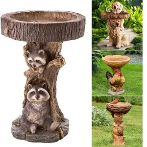 Small Resin Tree Stump Bird Bath, Outdoor Bird Feeder, Garden Decor Ornament, Bird Bath Water Dish, Elegant Design for Gardens, Chicken