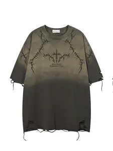 Men's Tie-Dye Letter Print Short Sleeve Round Neck T-Shirt, Casual Loose Fit Summer Top, Fashionable Cross Stitch Design, Casual Graphic Design, Casual Clothing, Trendy Streetwear