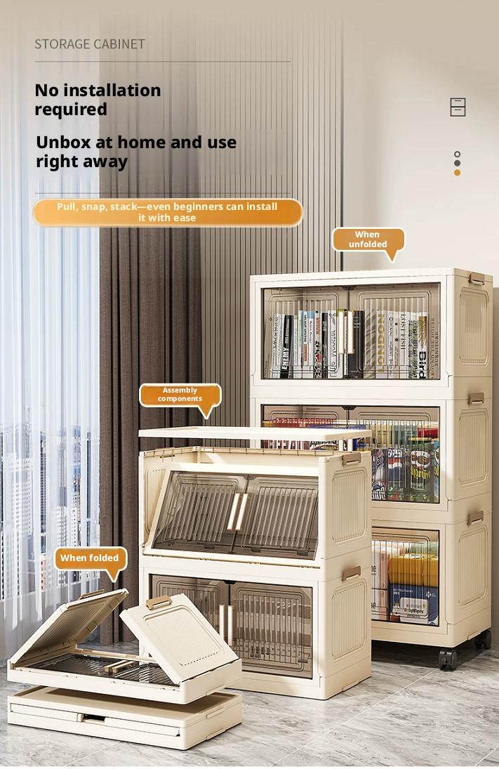 1/5-tier large-capacity foldable, stackable storage cabinet with wheels; collapsible multifunctional storage bins; suitable for any space—bedroom, living room, kitchen, bathroom, garage, wardrobe, warehouse;  shoe rack; room decor. organization organizer