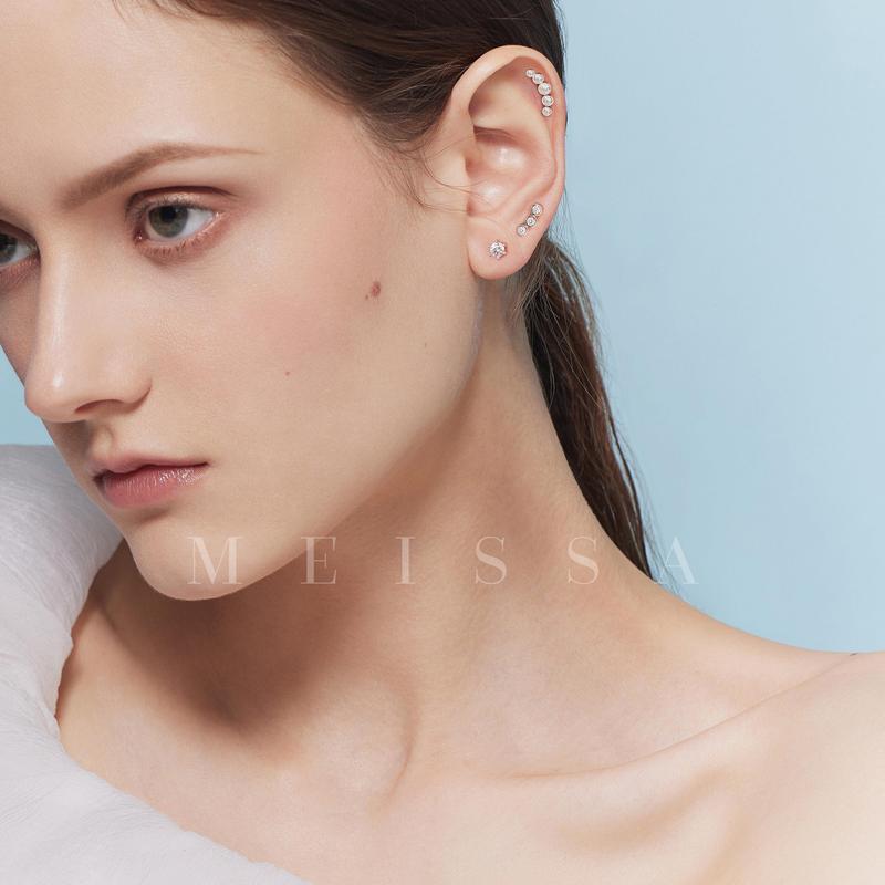 Radiant Cascade Screw Back Earrings, S925 Silver & Gold Dainty Bling Tiny Five CZ 20g Tragus Studs Conch Cartilage Helix 20 Gauge Ball Back Earrings Second Multi Piercings Stackable Hypoallergenic Comfort Sleep On Jewelry Gift Her Women Christmas Birthday