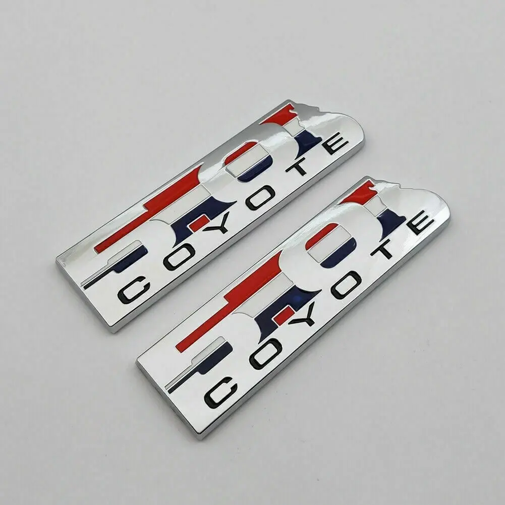 2011-2026 Mustang F-150 5.0L Coyote Emblems Chrome Red White Blue Pair