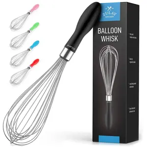 Zulay 12-Inch Stainless Steel Whisk - Durable Balloon Whisk with Soft Silicone Handle for Blending, Beating, Frothing & More