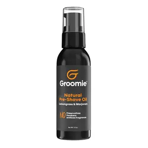 GROOMIE Natural Pre-Shave Oil for Bald Headed Men and Women | Specially Formulated Plant Based Recipe with Milk Thistle Seed, Essential Oils, Antioxidants, and Vitamin E | Promotes Close Shave -1 OZ