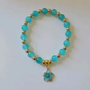 Sakura Flower Charm Bracelet with Gold Accents - Perfect for Accessories