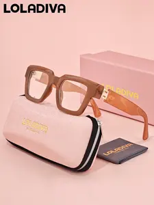 1 Pair LolaDiva Unisex Full Frame Geometric Frame Plano Glasses Light hues