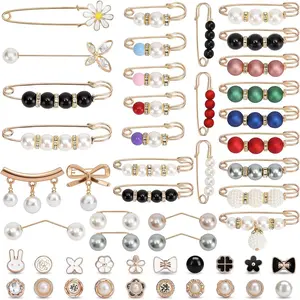 50 Pcs Pearl Brooch P, Double Faux Pearl Safety P for Women, Ideal for Sweaters, Shawls, Hats, Dresses, and Pants, Decorative Waist Tighteners and Fashion Accessories