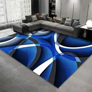Velvet Soft Thickened Area Rug, Modern Minimalist Abstract Line Pattern Carpet, Available In Dark Blue, Light Blue, Black, And White, Machine Washable, Non-Slip, Soft And Comfortable, Lightweight And Durable