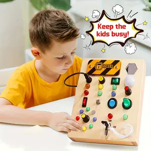 Mirror Busy Board with Light Switch, Wooden Sensory Toy for Kids, Interactive Party Toy, Birthday/halloween/christmas Gift, Educational Toy for Ages 3+