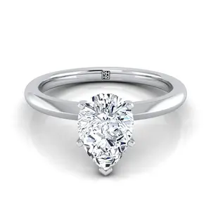 Petite Knife Edge Solitaire Pear Shape Engagement Ring Setting in Platinum