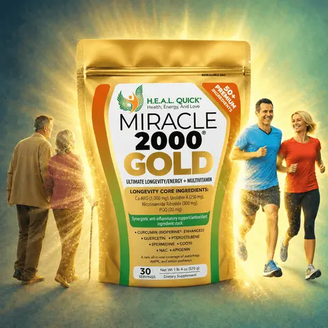 Miracle 2000® GOLD Vitamin Supplement with Longevity Core Ingredients, Sustained Energy Support & Ultimate Longevity Formula