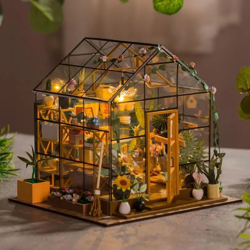 DIY Flower House Dollhouse Kit - Handmade 3D Puzzle Assembly with Furniture