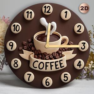 coffee cup pattern wall clock without battery, 1 piece round silent wall clock, stylish kitchen decor for coffee lovers, home decor, home goods decoration