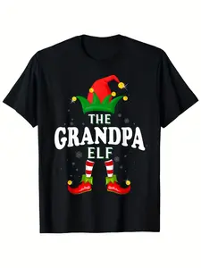 Funny Christmas Grandpa Elf T-Shirt _ Black Short