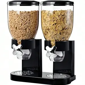 Double-Barrel High-Capacity Food Dispenser With Storage Container - Smart Grain & Snack Distribution System Multicolor