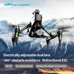 4K HD Camera Device for Adults Beginners, 4-Way 360° Obstacle Avoidance Brushless Motor, Electric Dual Lens, Foldable RC Flying Camera with 13 Mins Flight Time, Portable Aerial Photography Gear