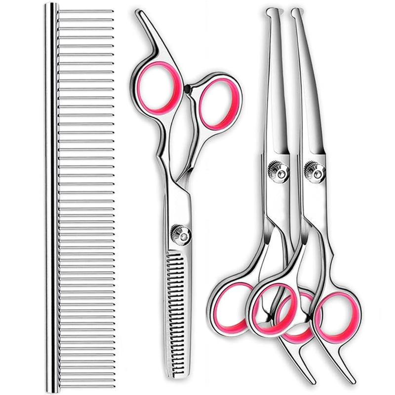 Gimars 6-in-1 Professional Dog Grooming Scissors Set - Heavy-Duty Titanium Coated 4CR Stainless Steel with Safety Round Tips for Cats and Dogs Grooming Gimars 6-in-1 Professional Dog Grooming Scissors Set - Heavy-Duty Titanium Coated 4CR Stainless Steel with Safety Round Tips for Cats and Dogs Grooming