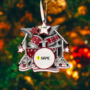 Personalized Drum Set Ornament | Music Gifts | Raised 3D Ornament