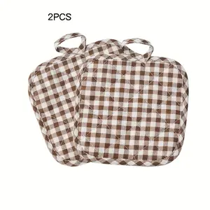 2-Piece Checkered Thickened Heat Insulation Mat, Square Non-Slip Heat Resistant Mat, Multi-Function Reusable Table Mat