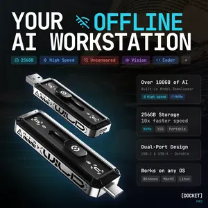 Docket Pro 256GB Portable Offline AI Workstation with 100+GB of AI Models 1050 MB/s NVMe SSD USB-C & USB-A