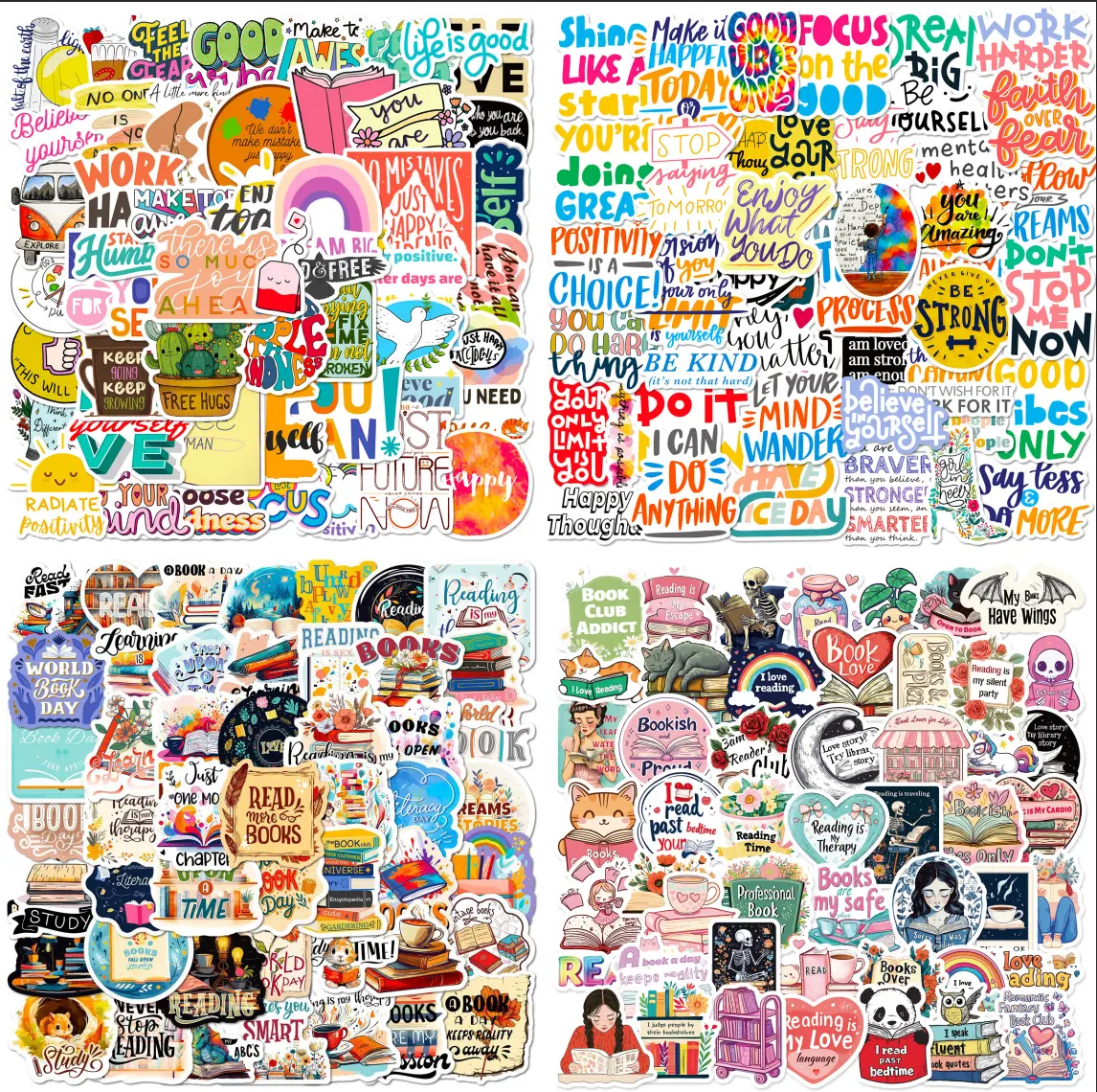 200 pieces of waterproof stickers available in two styles: realistic animal patterns and inspirational quotes. Suitable for animal lovers and reading enthusiasts to DIY phone cases, refrigerators, tablets and more