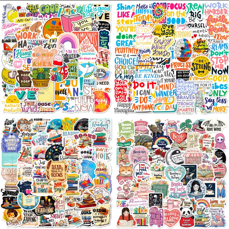 200-Piece Waterproof Scrapbooking Stickers, 2 Styles (Realistic Animal Patterns, Inspirational Quotes) for Animal Lovers, DIY Smartphone/Cellphone Accessories, Device Covers, Refrigerator Decor