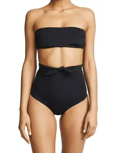 Women's High Waisted Bikini Bottom Tummy Control Bathing Suit Swim Bottom Tie Knot Swimsuit Bottom