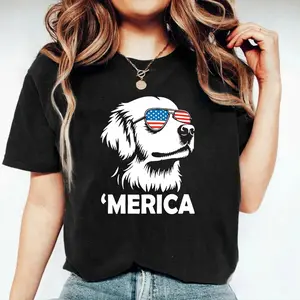 Comfort Colors Merica Golden Retriever T-Shirt, 4th of July Dog Shirt, Golden Retriever Mom Gift, Patriotic Dog Tee, Golden Retriever Lover Shirt