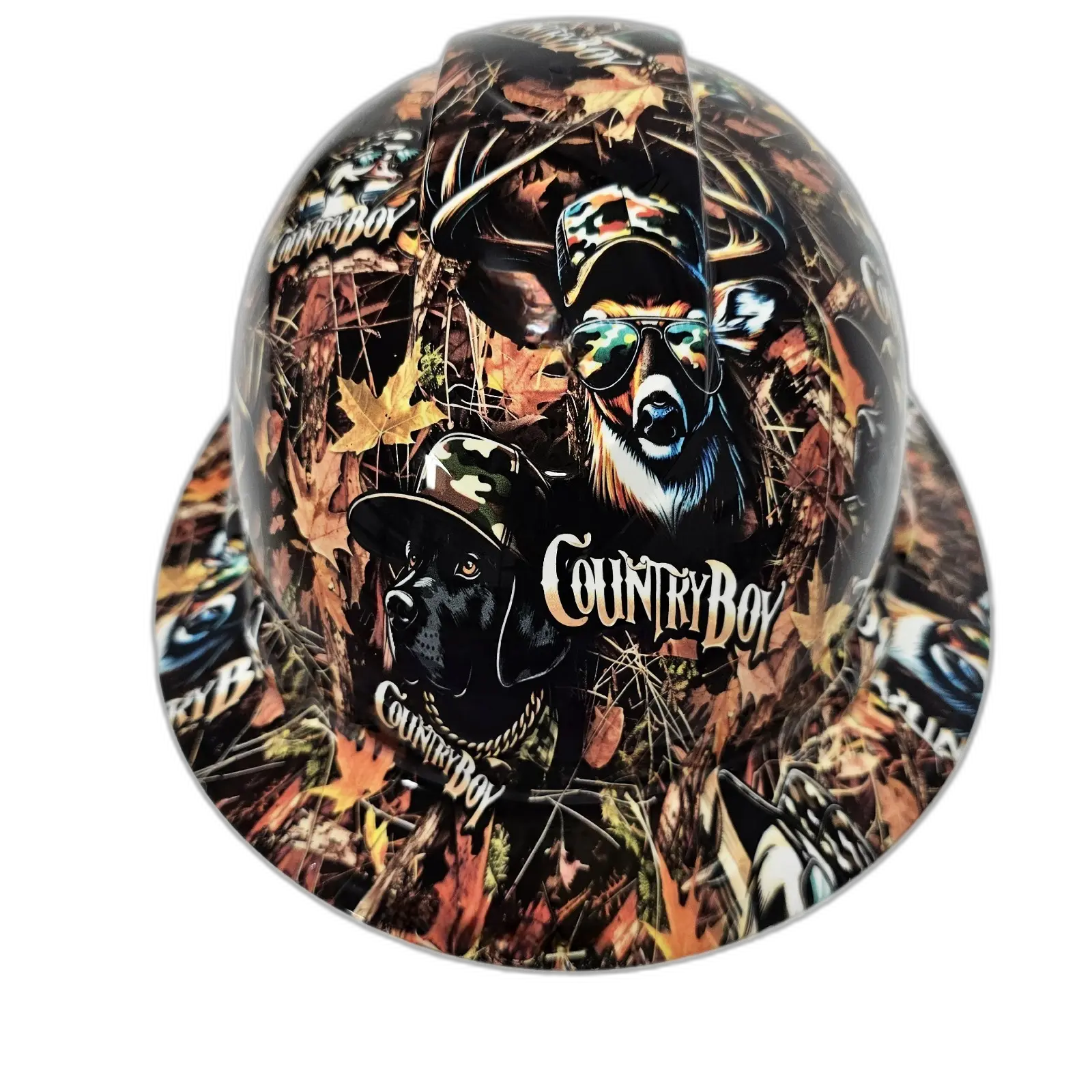 Country Boy Woodland Camo - Custom Hydro Dipped Full Brim Hard Hat
