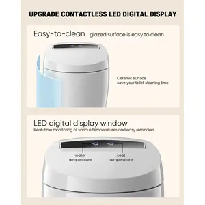 Smart Toilet,Tankless Toilets with Warm Water Sprayer and Dryer, Foot Sensor Operation,Bidet with Heated Seat Smart with Bidet Built In Fahrenheit LED Display