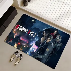 Resident Evil horror game Floor Mat Non-Slip Soft Flannel Thickened Video Game Rug Indoor Door Mat Ultra Soft Absorbent Wear-Resistant Floor Mat for Living Room Hallway Entryway Front Door Porch Durable Non-Skid Home Decoration Mat for Indoor Daily Use