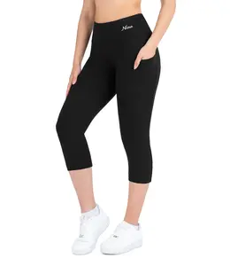 CottoNIR High Waist Capri Leggings with Pockets for Women