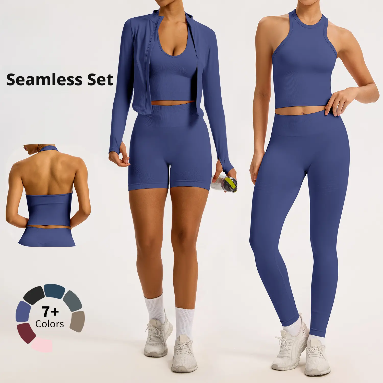 Women’s 2-Piece Ribbed Fabric Yoga Set - Racerback Short Sleeve Tank Top Waist Cincher Booty-Lifting Leggings, All Season Activewear Breathable Solid Sports Sets outdoorfun Sporty High Stretch Sweatsuits Set tracksuit