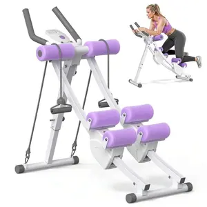 Abdominal muscle trainer, adjustable abdominal muscle training machine, home gym abdominal exercise equipment, independent dual-track climber, foldable, suitable for home workouts, weight capacity 440 pounds