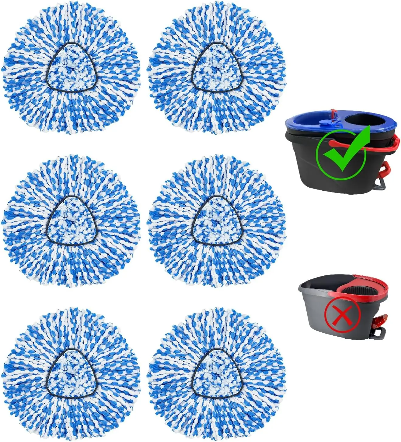(Only fit 2-Tank System) 6 Pack Spin Mop Replace Head for O-Cedar RinseClean 2 Tank Mop System,Mop Head Refill Replacement for O-Cedar RinseClean 2 Tank System - Easy to Replace,100% Microfiber, All Hard-surfaced Floor Clean