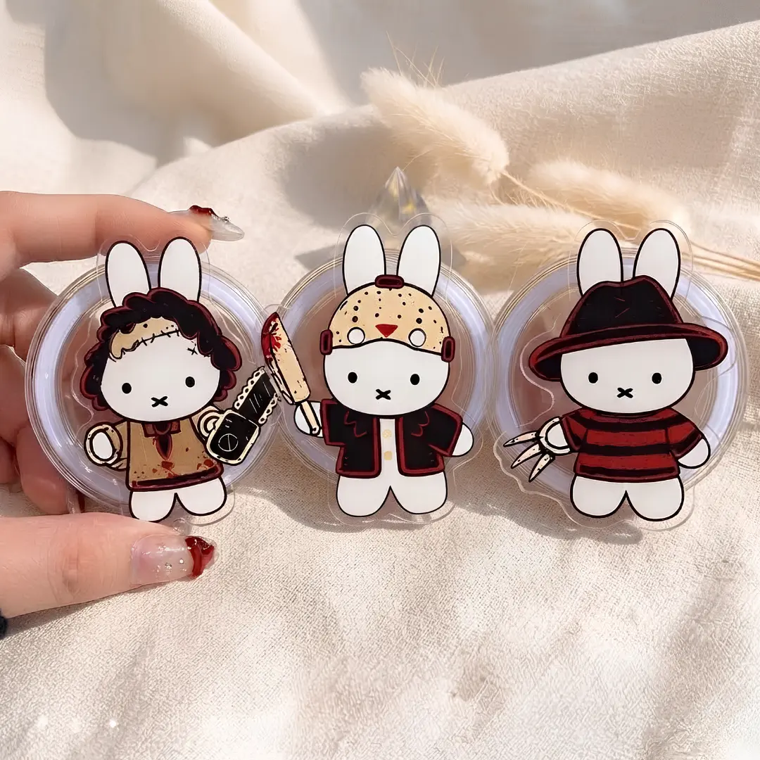 Horror Movie Miffy New Version Phone Grip Stand, Cute Spooky Acrylic Pop Socket, Unique Halloween Gift for Cell Phone Accessories