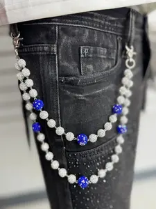 WHTE BLUE/ W DOTS POCKET CHAIN