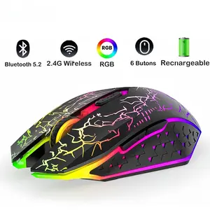 Bluetooth 5.2 Mouse RGB 2.4G Wireless Mouse Dual-Mode Gaming Mouse 6 Buttons Silent Mouse For MacBook Tablet Laptops Computer