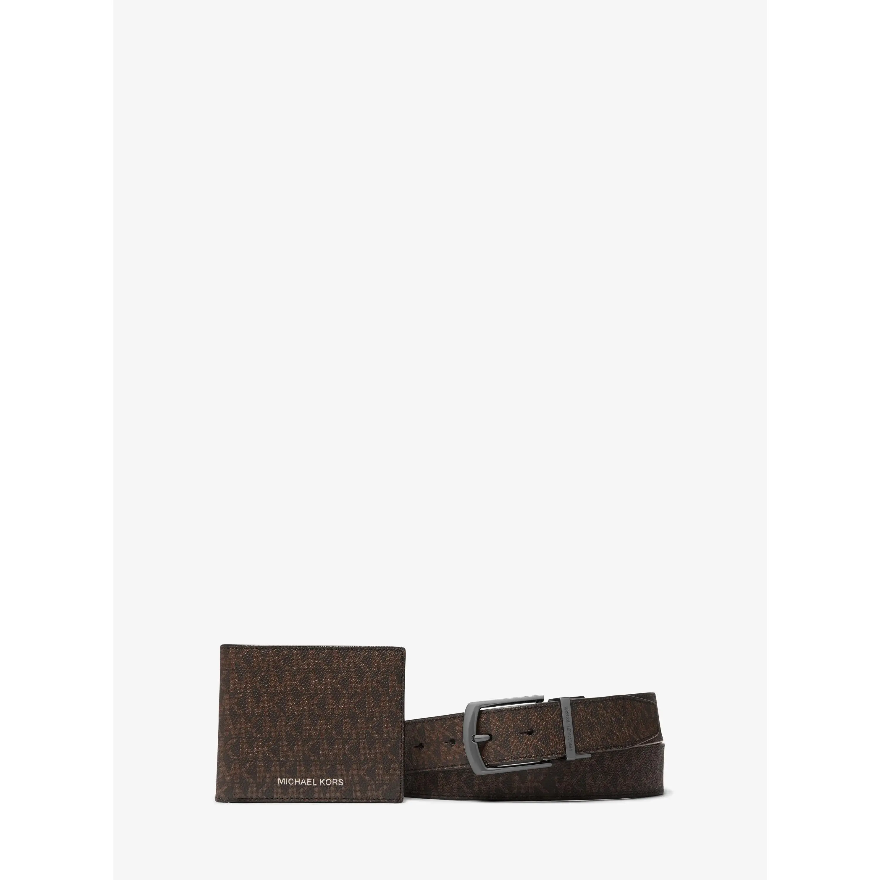 Signature Logo Billfold Wallet and Belt Gift Set
