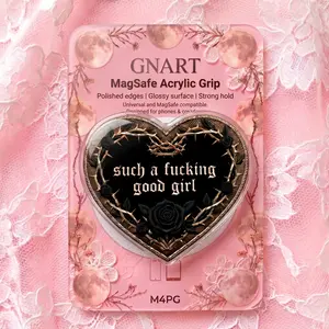 Dark Romance Good Girl Phone Grip - Magnetic Acrylic Heart Stand for MagSafe - Spicy Book Quote Accessory - Gothic Goth Rose Thorns Gift for Her