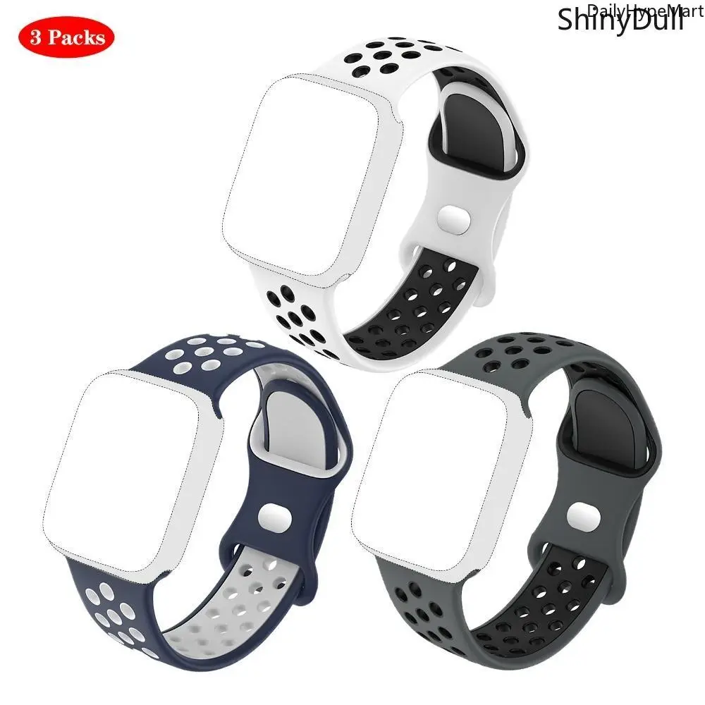 3-Pack Silicone Sport Apple Watch Bands, Breathable Soft Wearable Tech Accessories, 38-49mm Strap Compatible with Series 1-10 SE Ultra Fashion Accessories