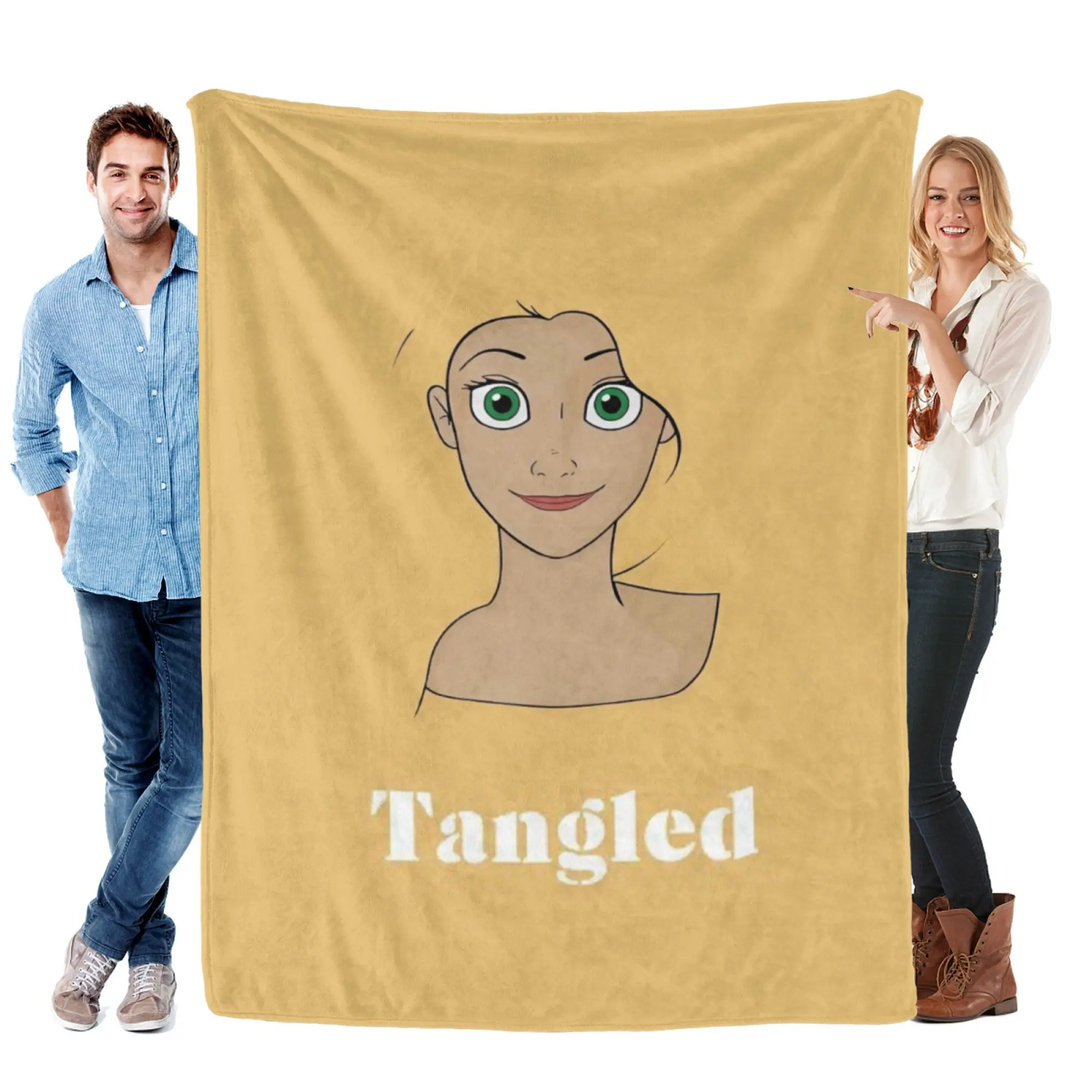 [SummerVibes] DISNEY CLASSIC Tangled Rapunzel Soft Flannel Blanket, Minimalist 2D Print Cozy Throw, Office Nap, Home Decor & Outdoor Sports Multi-Purpose