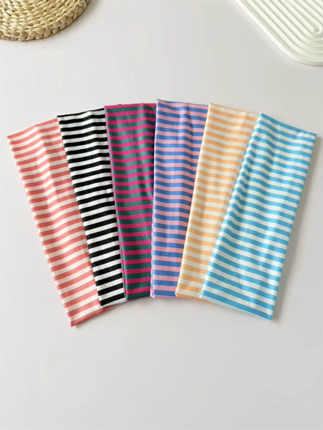 Women's Fashion Striped Sports Hairband Set, Workout Headband, Training Headband, Multiple Color Options, Suitable for Gym, Running and Yoga, Sweat Absorbing Headbands, Stretchy Headbands, Casual Hair Accessories