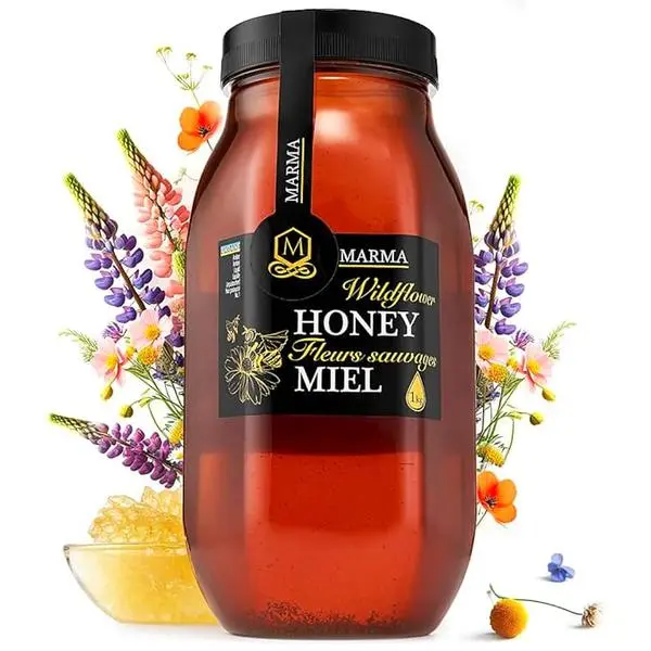 HONIGMA Marma Wildflower Honey | Authentic Raw Honey from Ukraine | 100% Pure & Unpasteurized | 1000g/35.2oz | May Arrive Crystallized or Partially Crystallized | Pack of 1