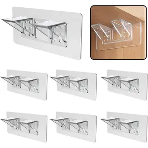 6-Pack Heavy-Duty Adhesive Shelf Brackets, Large Size Double Row Brackets, No-Drill Wall Mount Pegs,Shelf Support Pegs for Kitchen Cabinets, Bookshelves, and Closets